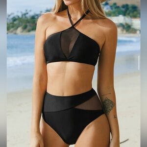 NEW Alegria Mesh Bikini Top & High Rise Bottoms Set Cupshe